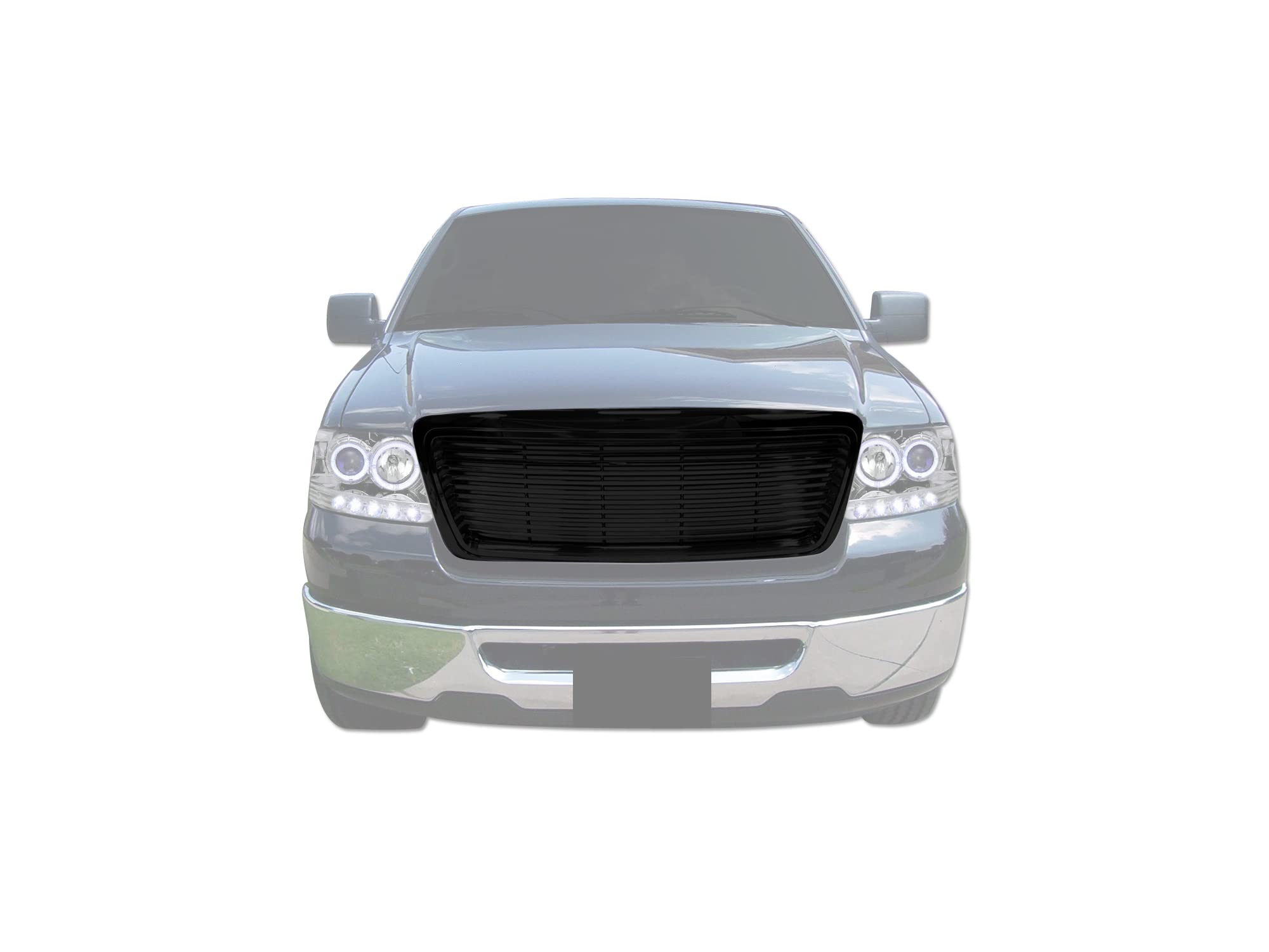 7148161 Armordillo USA Horizontal Front Hood Grille - Gloss Black Fits 2004-2008 Ford F150 F-150/2006-2008 Lincoln Mark LT
