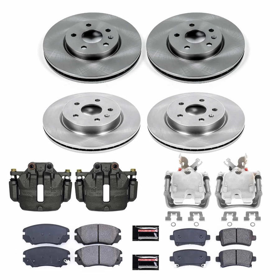 Power Stop KCOE5515 Brake Caliper Kit- Front and Rear Brake Rotor, Brake Pads & Calipers For Buick LaCrosse, Buick Regal, Chevrolet Impala, Chevrolet Malibu, Saab 9-5 [Model Specific]