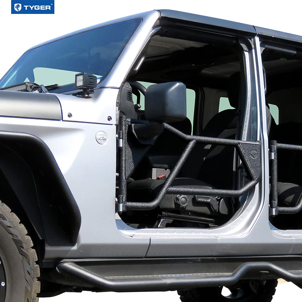 Tubular Doors Tyger Auto TG-DR2J62868 Compatible with 2018-2025 Jeep Wrangler JL 2-Doors (Not JK) | Textured Black | Mirror Mount | Front Doors Only