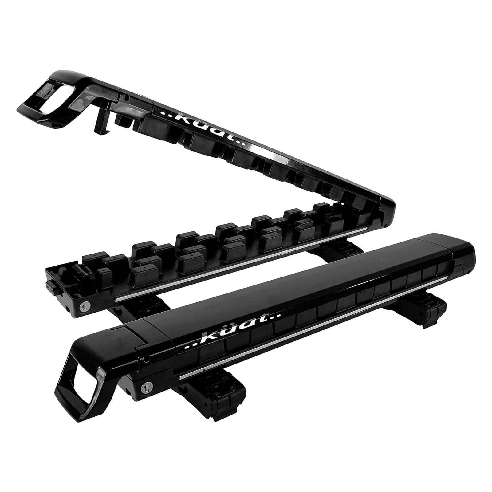 Grip 4 KUAT Durable Universal Car SUV Rooftop Crossbars Mounted Winter Sports Gear Hauling Transportation Slide-Out Locking Clamshell Rack, Fits 6 Skis/4 Snowboards - Black with Gray Anodize