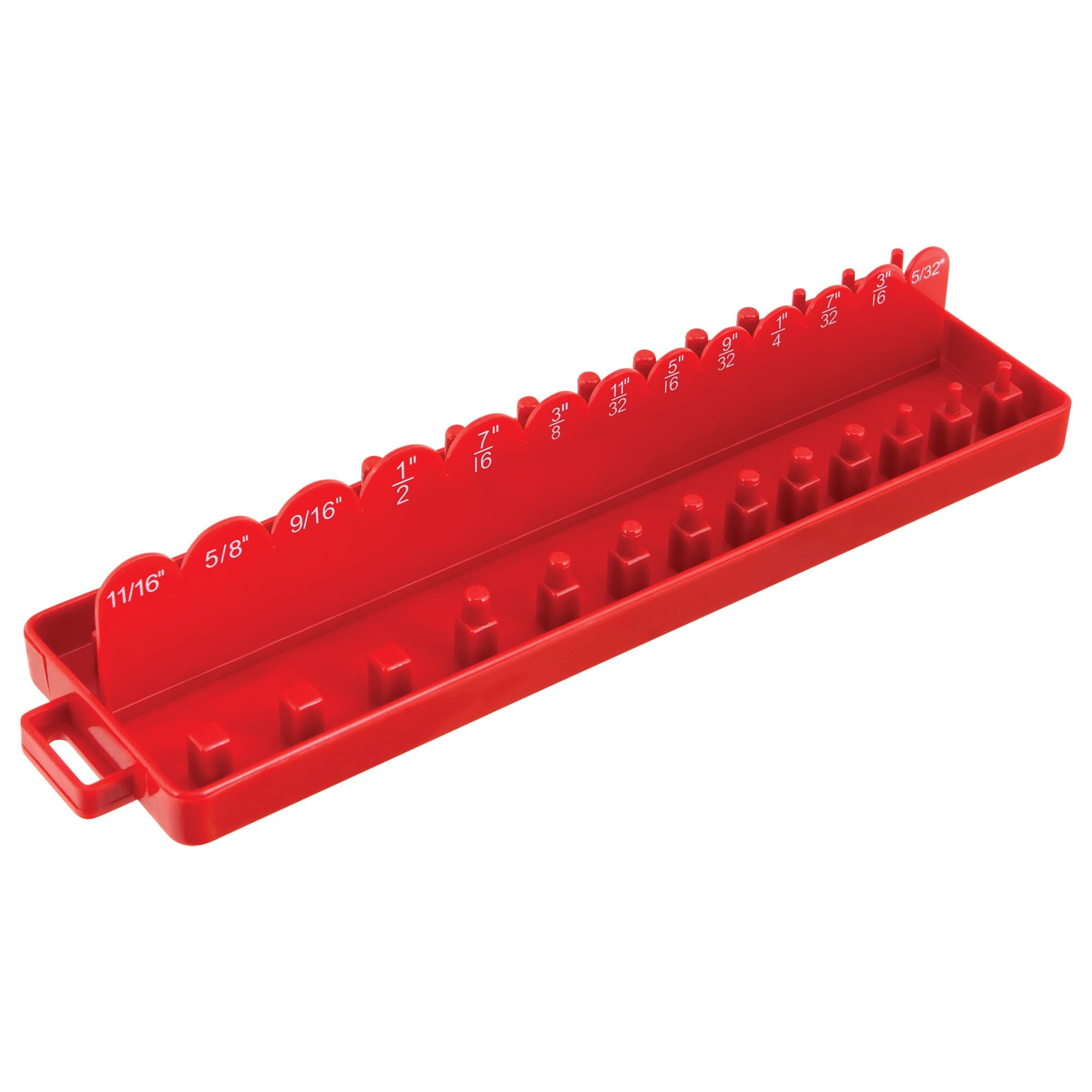 22-Piece Performance Tool W773 Socket Organizer Holds Standard and Deep Wall SAE Sockets and Accessories Pre-Marked for Easy Viewing