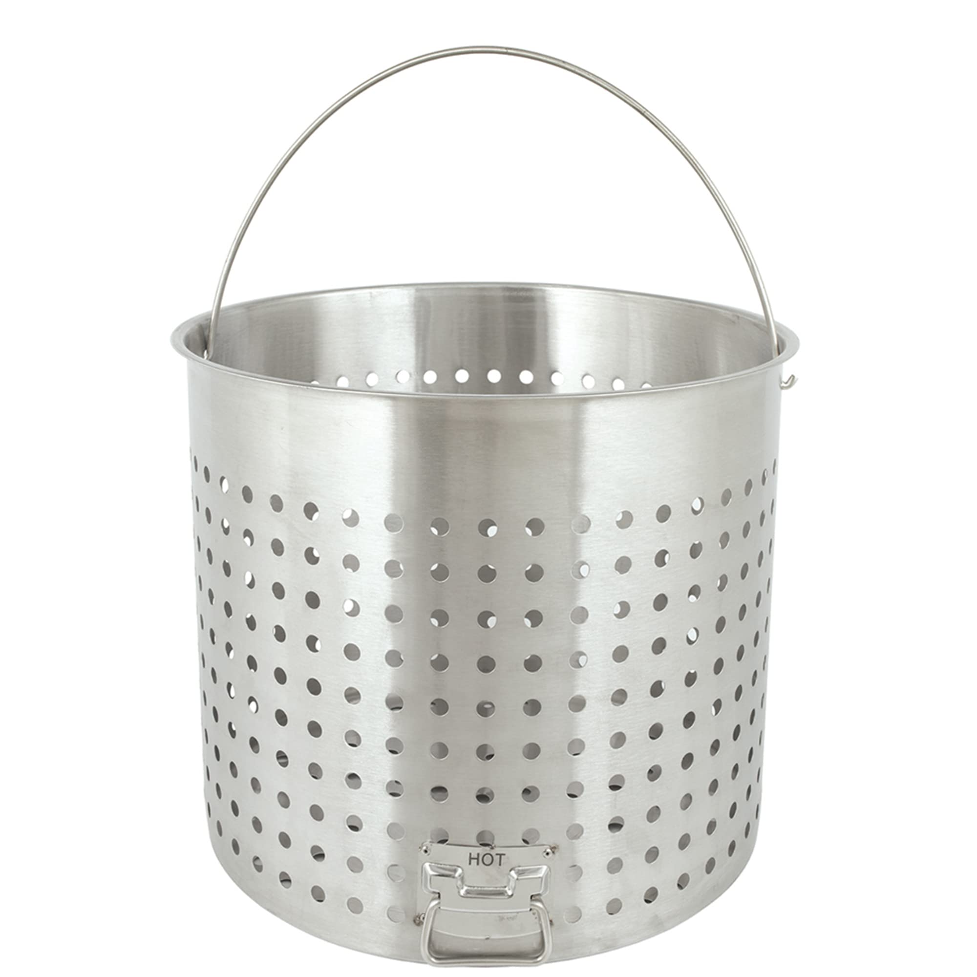 Bayou Classic 102-qt Stainless Perforated Basket w/Helper Handle Perfect For Maximizing Cooking and Stockpot Capacity for Large Batch Steaming