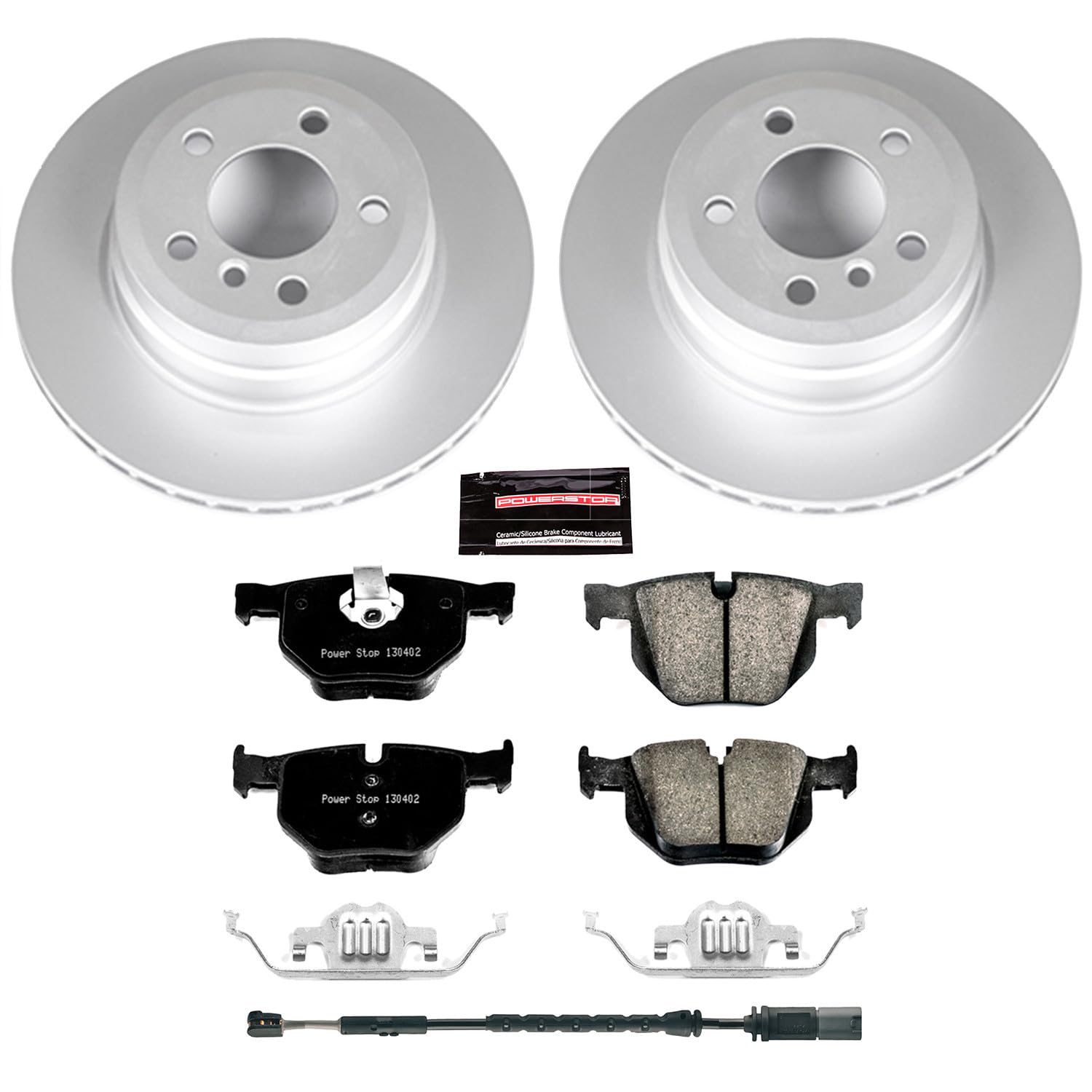 Power Stop Z23 Evolution Geomet Coated Brake Kit and 1 Rear Sensor Wire For BMW X5 2011-2018, BMW X6 2011-2019 [Model Specific]