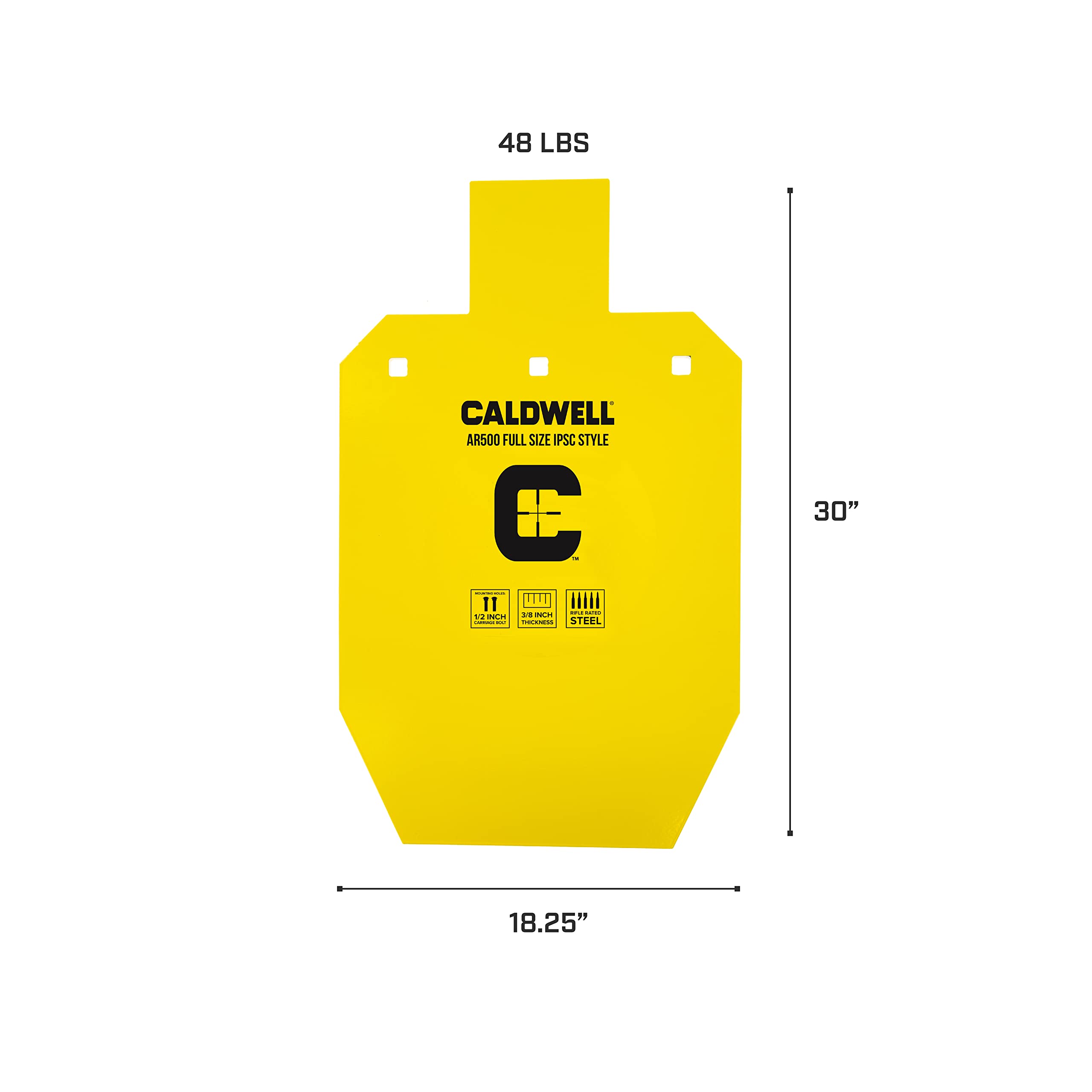 AR500 Steel Targets Caldwell High Caliber 3/8 Inch Thickness, Rifle Rated for Precision Shooting and Target Practice with Hanging Options (Sold Separately)