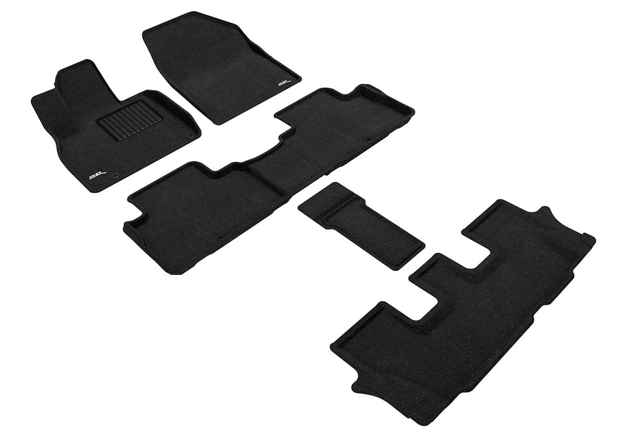 3D MAXpider Elegant Custom Fit Floor Mat (Black) Compatible with Kia Telluride 7-Seats 2020-2025 - Full Set