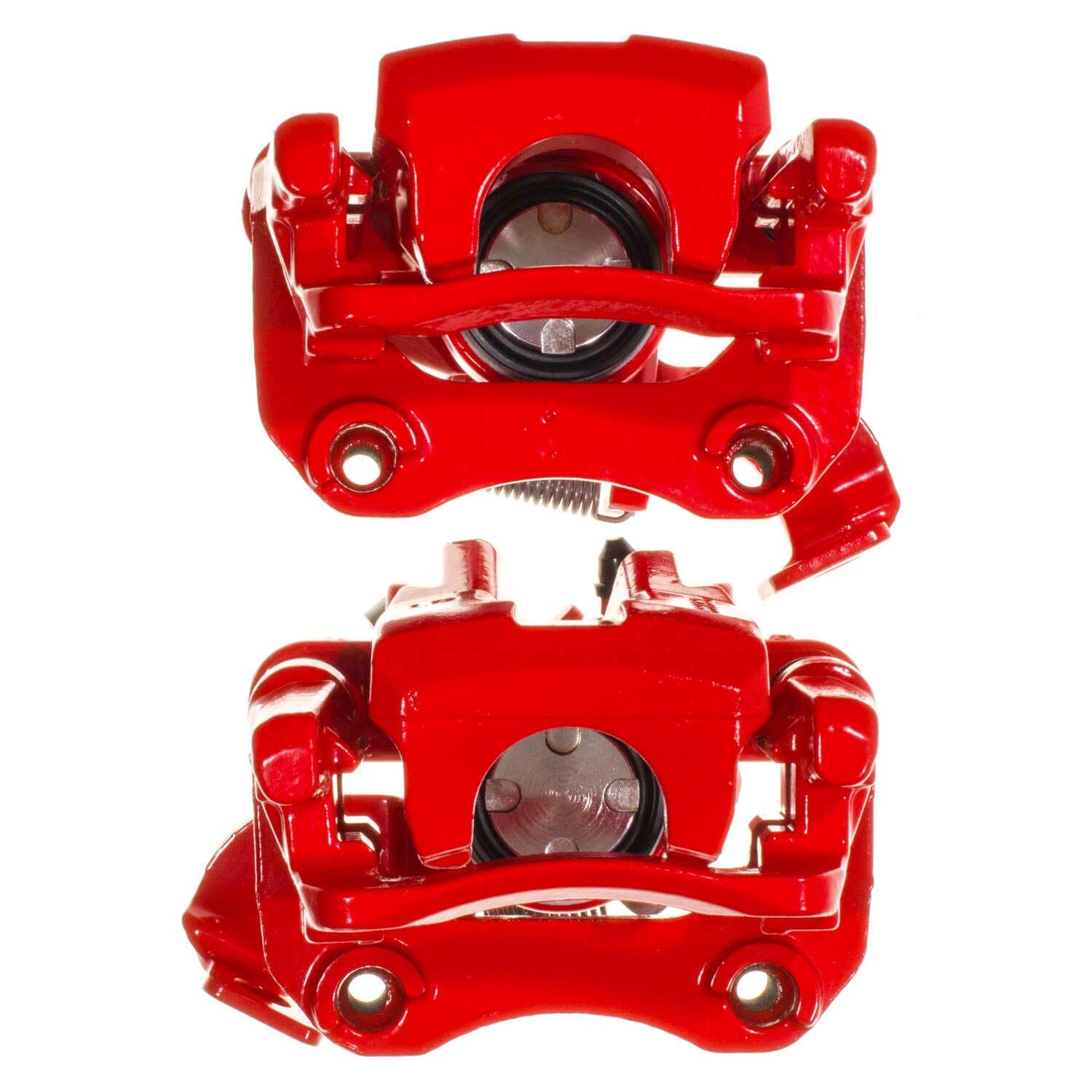 Rear Power Stop S15158 Pair of High-Temp Red Powder Coated Calipers