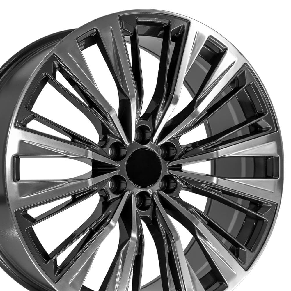 OE Wheels 24" Replica Wheel CA93-24100-6550-28PG Fits Cadillac Escalade 24X10 Gunmetal With Polished Face Wheel
