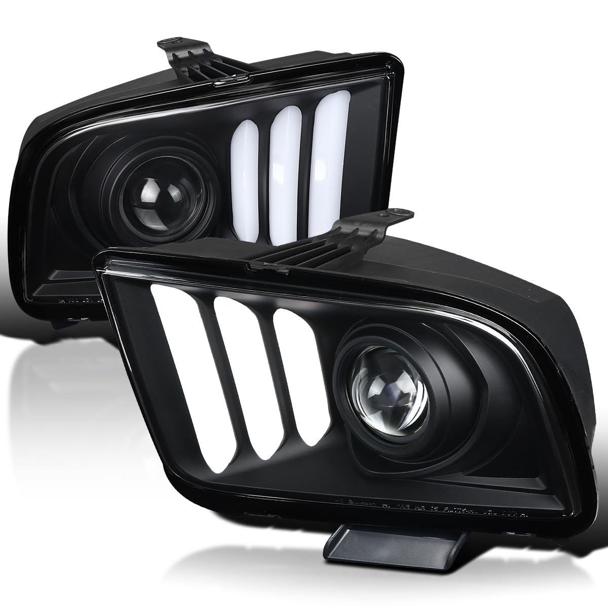 Black Projector Headlights SPEC-D TUNING Compatible with 2005-2009 Ford Mustang, Left + Right Pair Headlamps Assembly