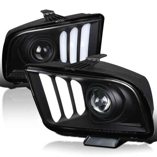 Black Projector Headlights SPEC-D TUNING Compatible with 2005-2009 Ford Mustang, Left + Right Pair Headlamps Assembly