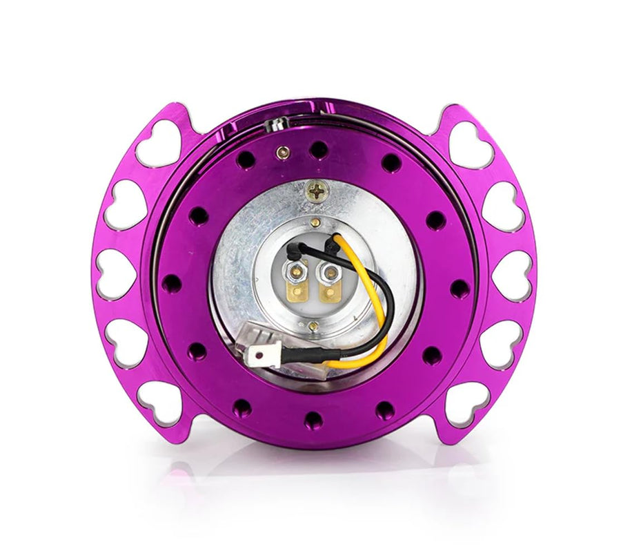 NRG Innovations Gen 2.0 NRG-SRK-222PP-PP Steering Wheel Quick Release Kit Adapter Purple Body/Purple Heart Cutout Ring 6x70mm & 6x74mm Bolt Pattern