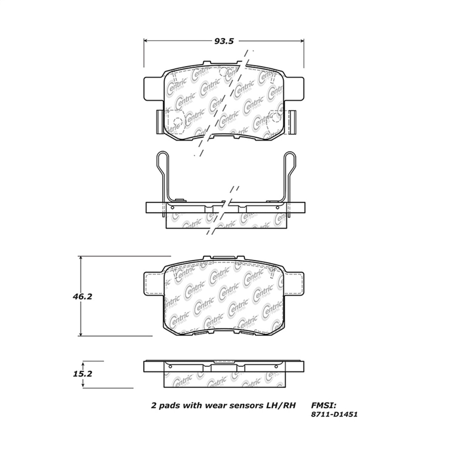 Rear StopTech 308.14510 Brake Pads with Shims and Hardware