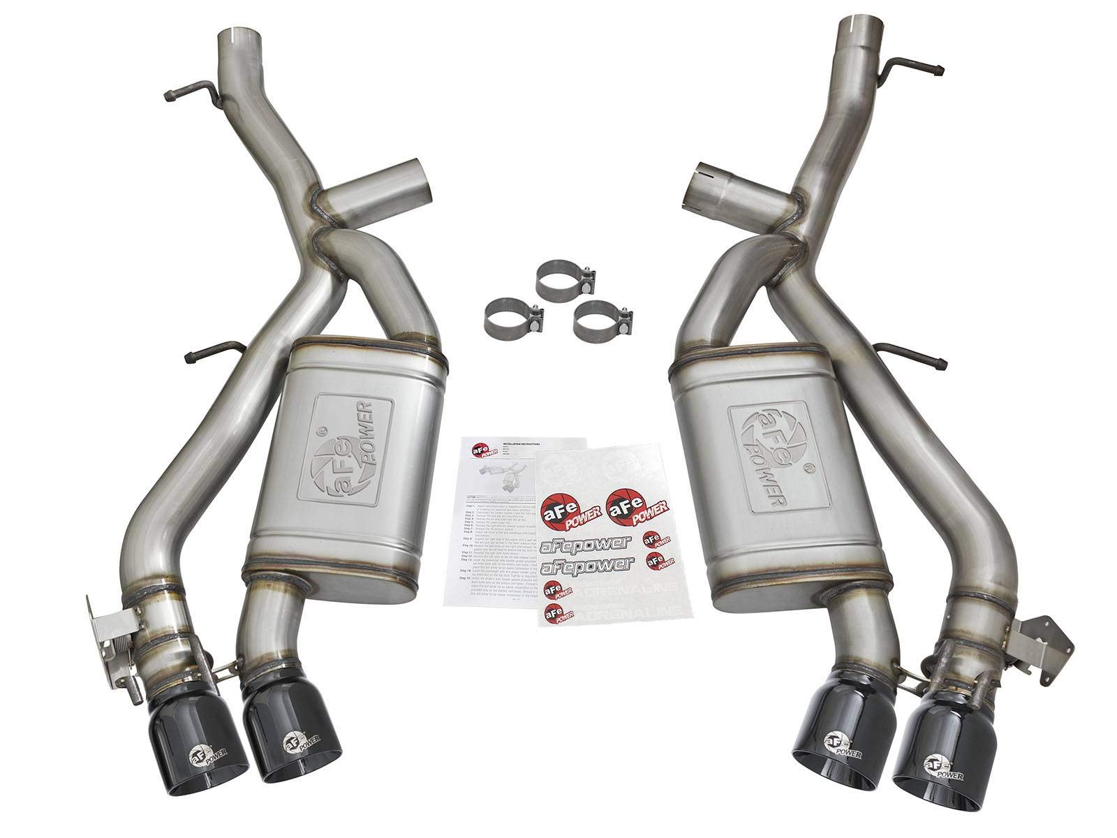 MACH Force-Xp Exhaust System aFe Power (for Chevrolet (3", Axle Back, Stainless Steel)), Black Tips