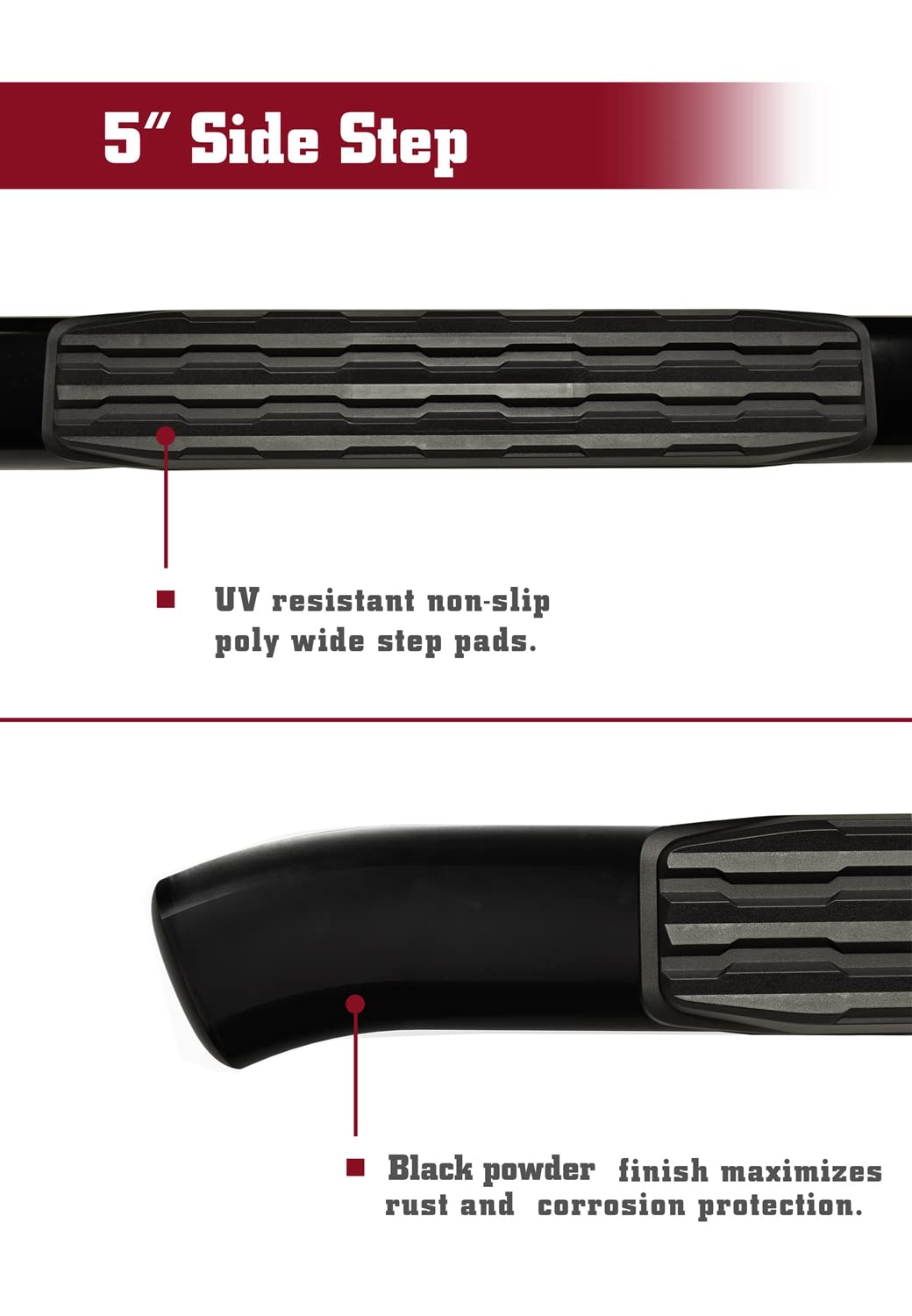TAC Side Steps 5" Oval Bend Compatible with 2019-2022 RAM 1500 Crew Cab (Exclude 2019-2023 RAM 1500 Classic) Truck Pickup Black Side Bars Nerf Bars Running Boards Off Road Accessories 2Pcs