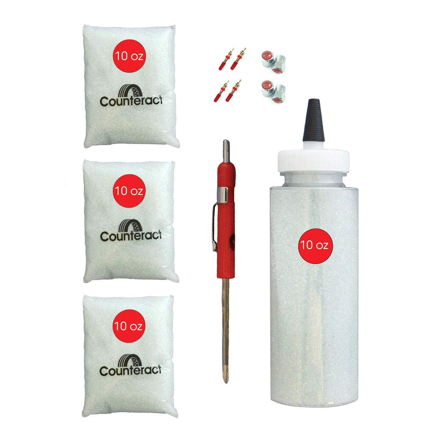 Counteract KIT-N ATV/UTV Tire/Wheel Do It Yourself Balancing Beads Kit - (4) 10oz DIY Bead Bags, (4) Valve Caps and Cores, (1) Core Remover, Injector Bottle