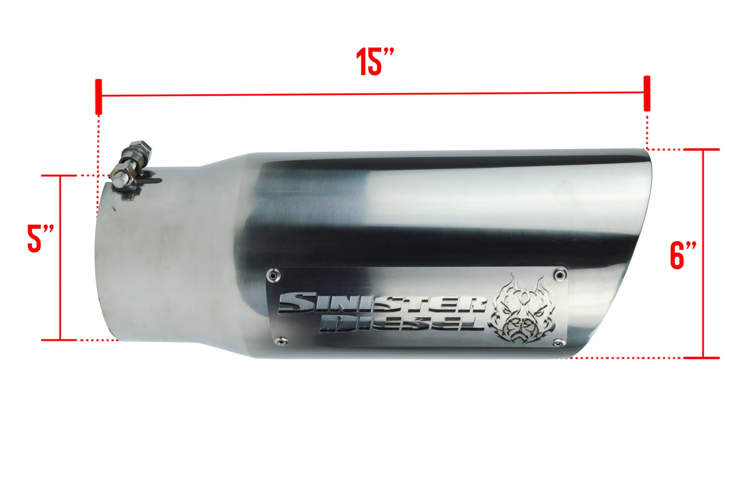 Dual Wall Sinister Diesel Exhaust Tip W/Angle Cut 5" to 7" Chrome