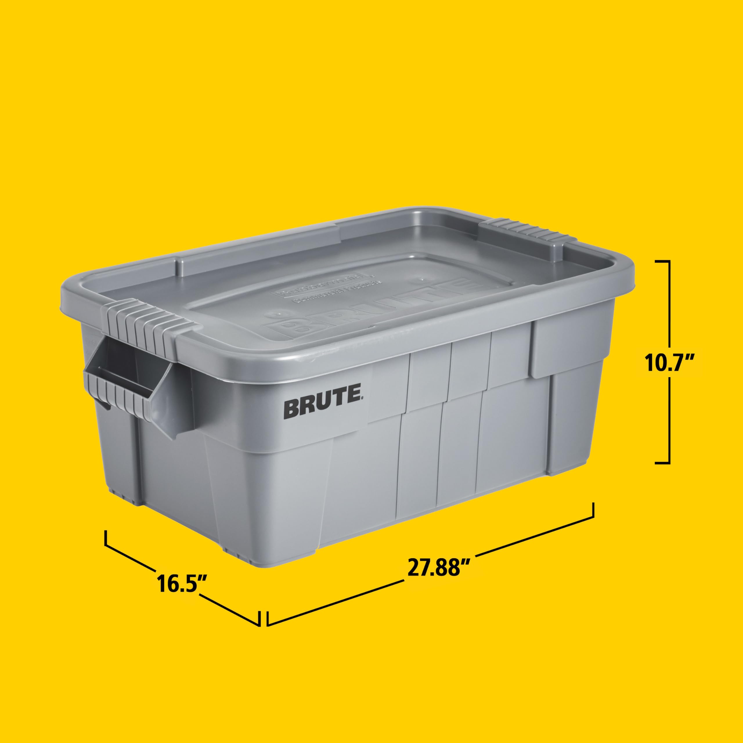 BRUTE Rubbermaid Commercial Products Tote Storage Container with Lid, 14-Gallon-included, Rugged/Reusable Boxes for Moving/Storing in Garage/Basement/Attic/Jobsite/Truck/Camping, Gray