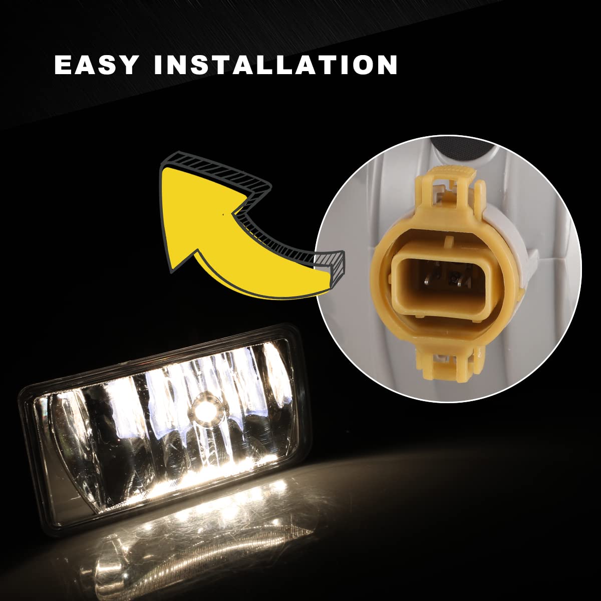 OEM Series Winjet Driving Fog Lights for [2007 2008 2009 2010 2011 2012 2013 2014 Silverado] [2007-2014 Suburban/Tahoe GMC Sierra/Yukon] [2007-2013 Avalanche] Fog Lamps Clear Lens