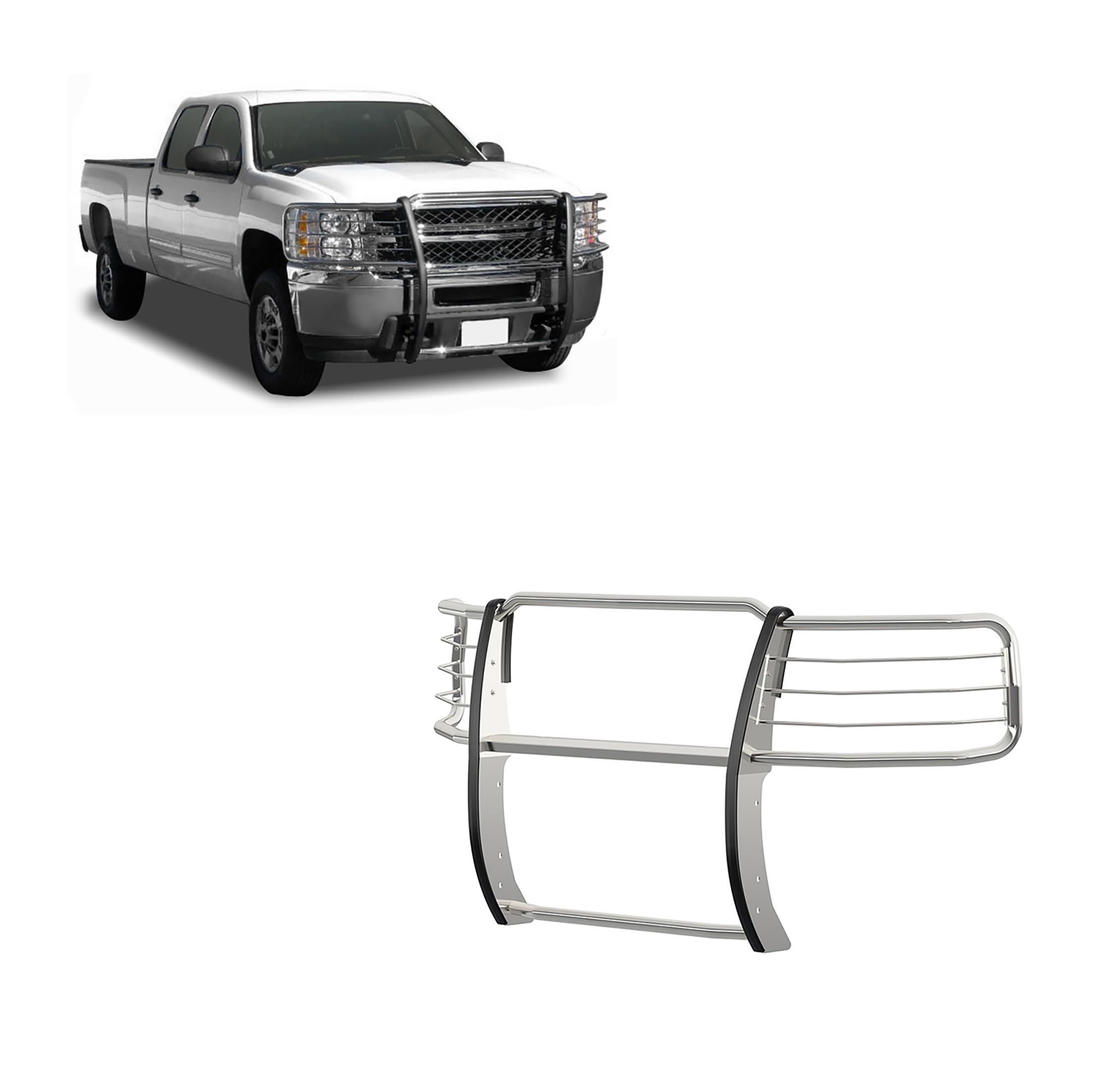 Grille Brush Black Horse Bumper Guard Modular Stainless Steel Compatible with 2014-2018 Chevrolet Silverado 1500-17GT27MSS