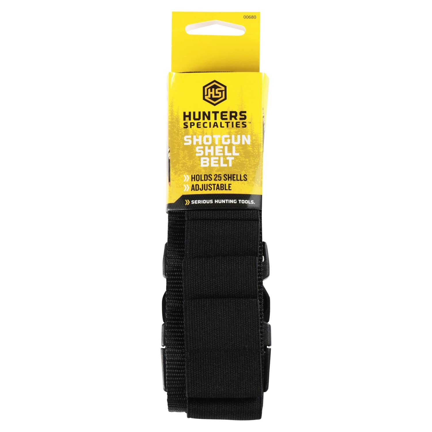 Adjustable Tactical Round HUNTERS SPECIALTIES Shotgun Shell Belt with Quick Release Buckle - Holds Up To 25 Shells Black