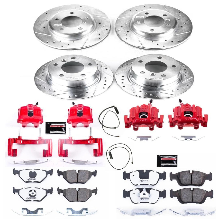 Power Stop Z26 KC870-26, Street Warrior Front and Rear Caliper Kit-Drilled/Slotted Rotors, Carbon Ceramic Brake Pads, Calipers For BMW Z3 2001-2002 [Model Specific]