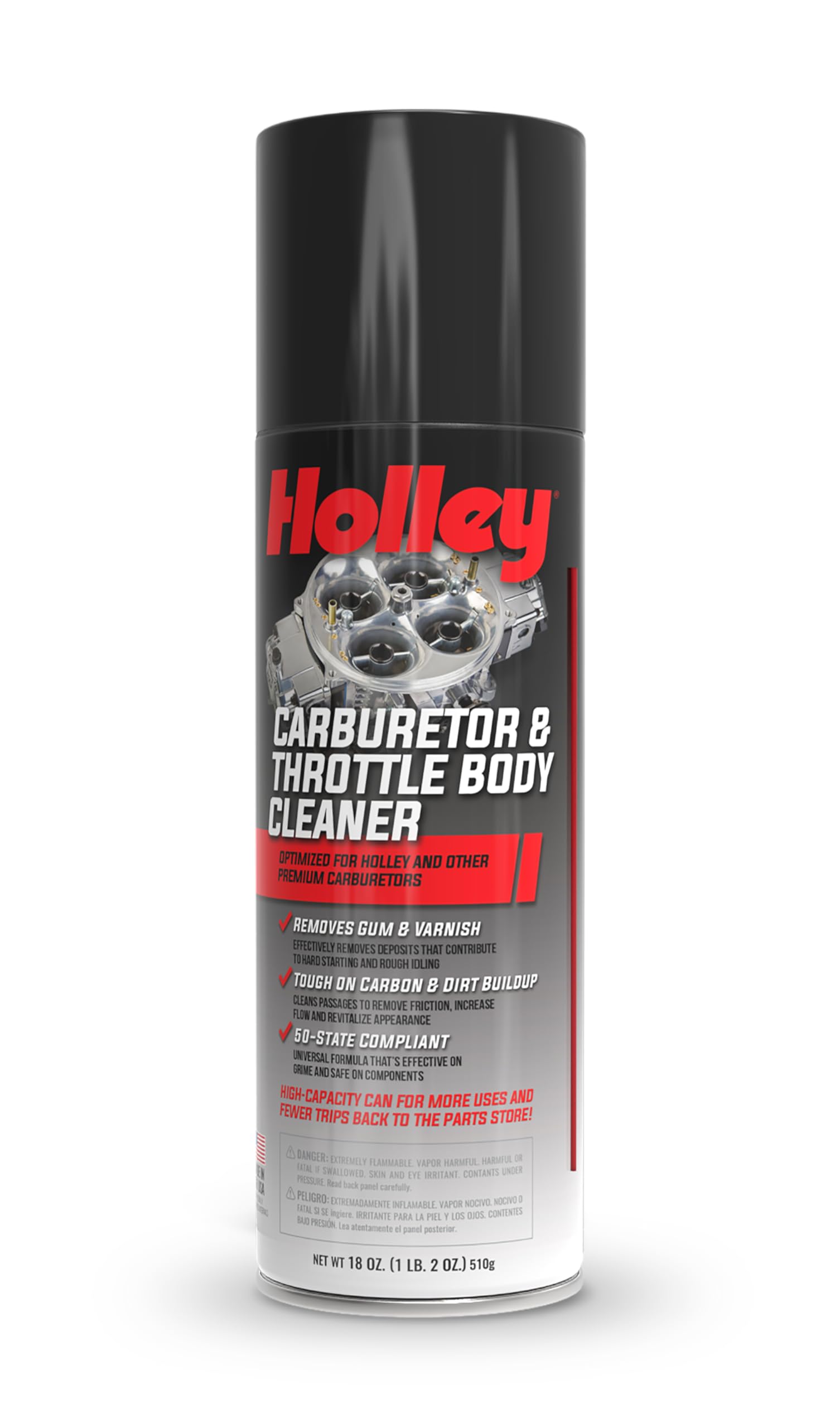 Throttle Body and Holley Carburetor Cleaner Spray, 18 oz Can - Removes Dirt, Gum, and Carbon Buildup Deposits, Degreaser - Including Carb Linkages, Plates, and Valves