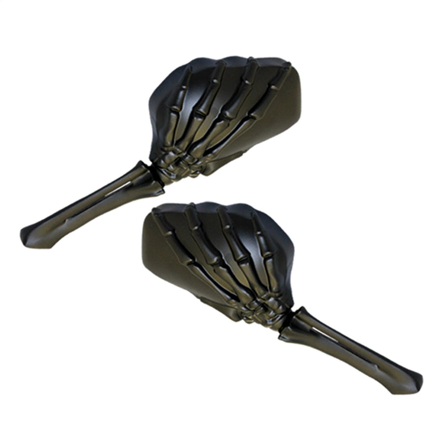 Motorcycle CIPA 01916 Black Skeleton Hand Mirror Stem (Black Head)