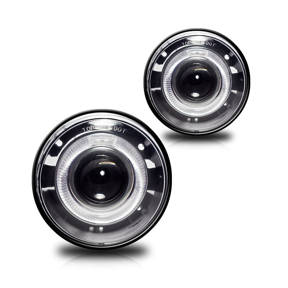 Winjet OEM Series WJ30-0094-09 for Chrysler Dodge Jeep Mitsubishi Driving Halo Ring Projector Fog Lights