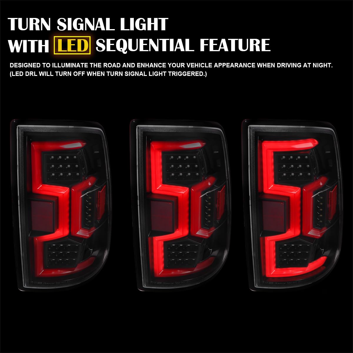 Jet Black SPEC-D TUNING Tail Lights w/Fiber Optic Sequential LED Turn Signal Lights Compatible with 2019-2024 Dodge Ram 2500/3500