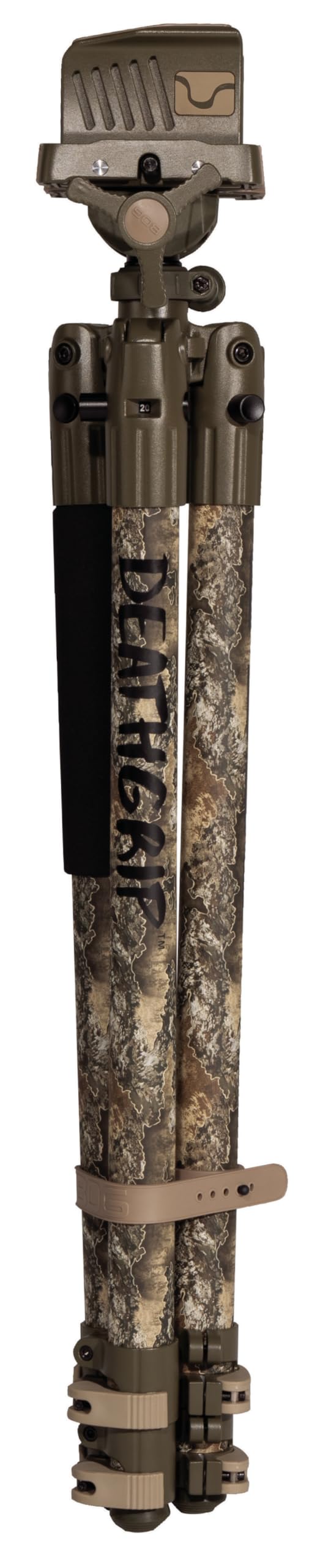 DeathGrip BOG Realtree Excape Camo Tripod with Durable Aluminum Frame, Lightweight, Stable Design, Bubble Level, Adjustable Legs, and Hands-Free Operation for Hunting, Shooting, and Outdoors