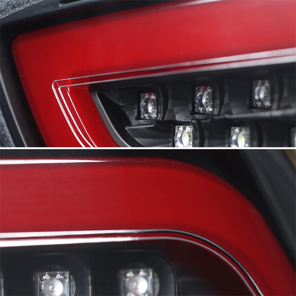Black Tail Lights w/Red LED Bar SPEC-D TUNING Compatible with 2008-2017 Mitsubishi Lancer, 2008-2015 Mitsubishi Lancer Evolution, Left + Right Pair Assembly