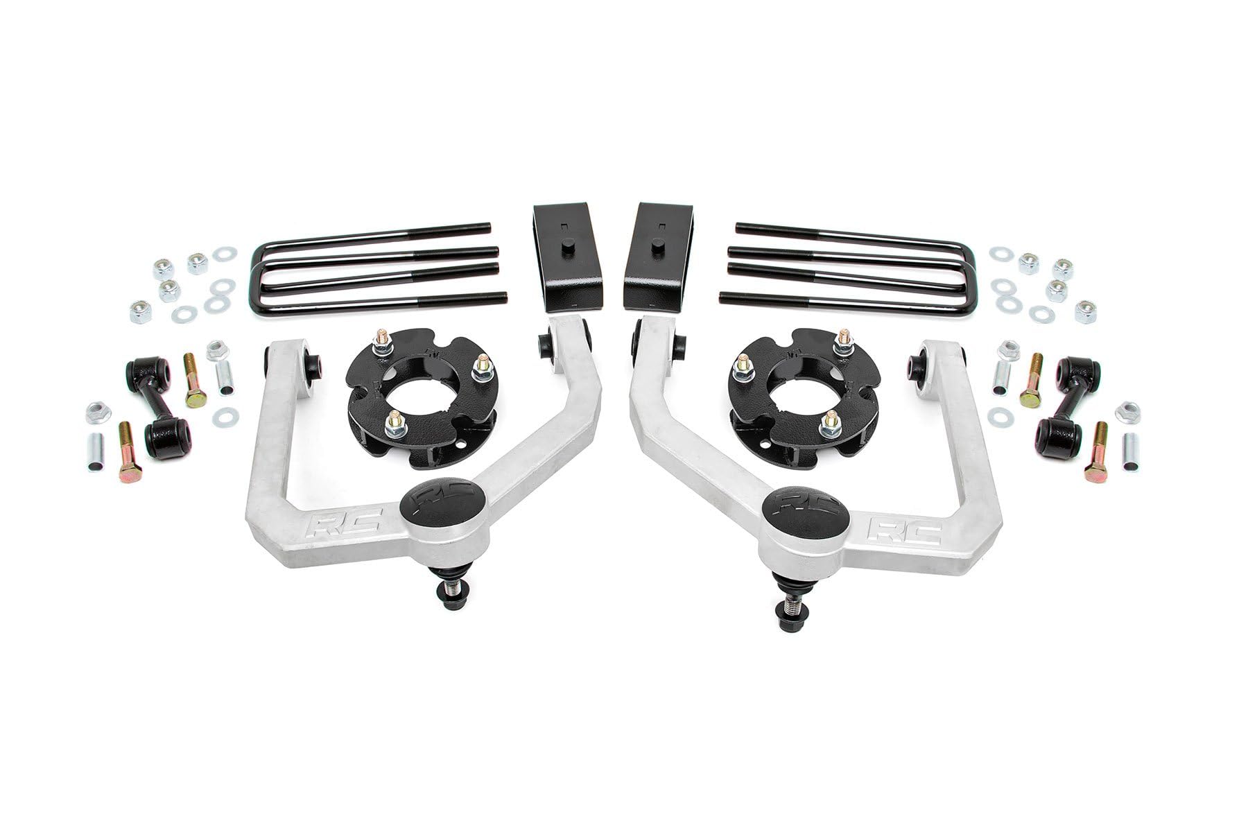 3" Rough Country Suspension Lift Kit for Nissan Titan 2WD/4WD (2004-2024) - Wheel Spacers, Silver Control Arms