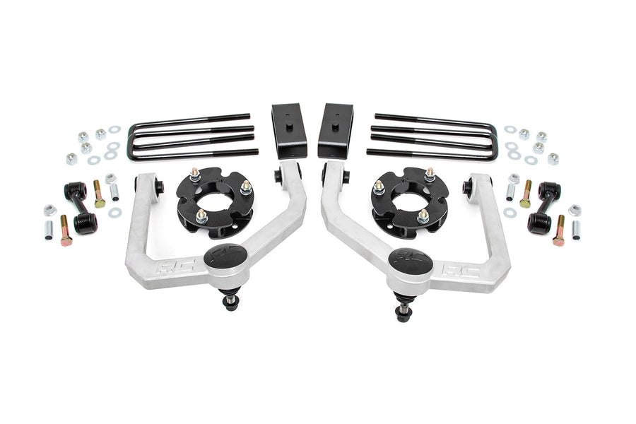 3" Rough Country Suspension Lift Kit for Nissan Titan 2WD/4WD (2004-2024) - Wheel Spacers, Silver Control Arms