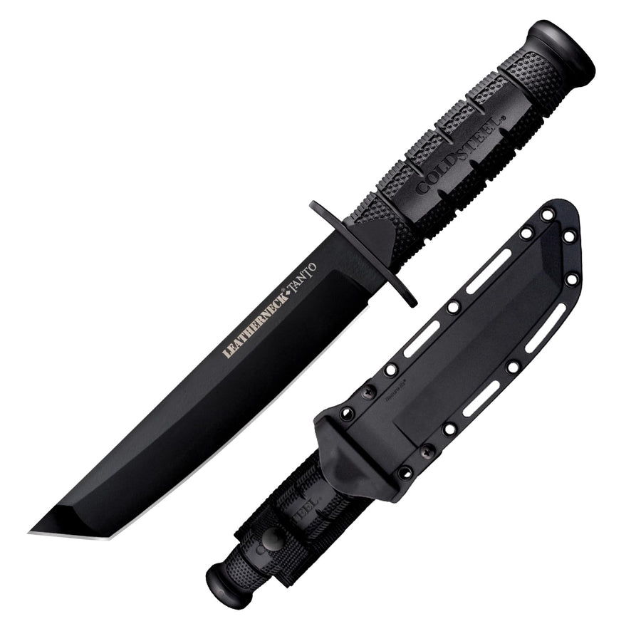 Leatherneck Cold Steel Tanto 7" German D2 Razor-Sharp Blade 5" Kray-Ex Durable Handle Tactical Military Knife w/Secure-Ex Sheath