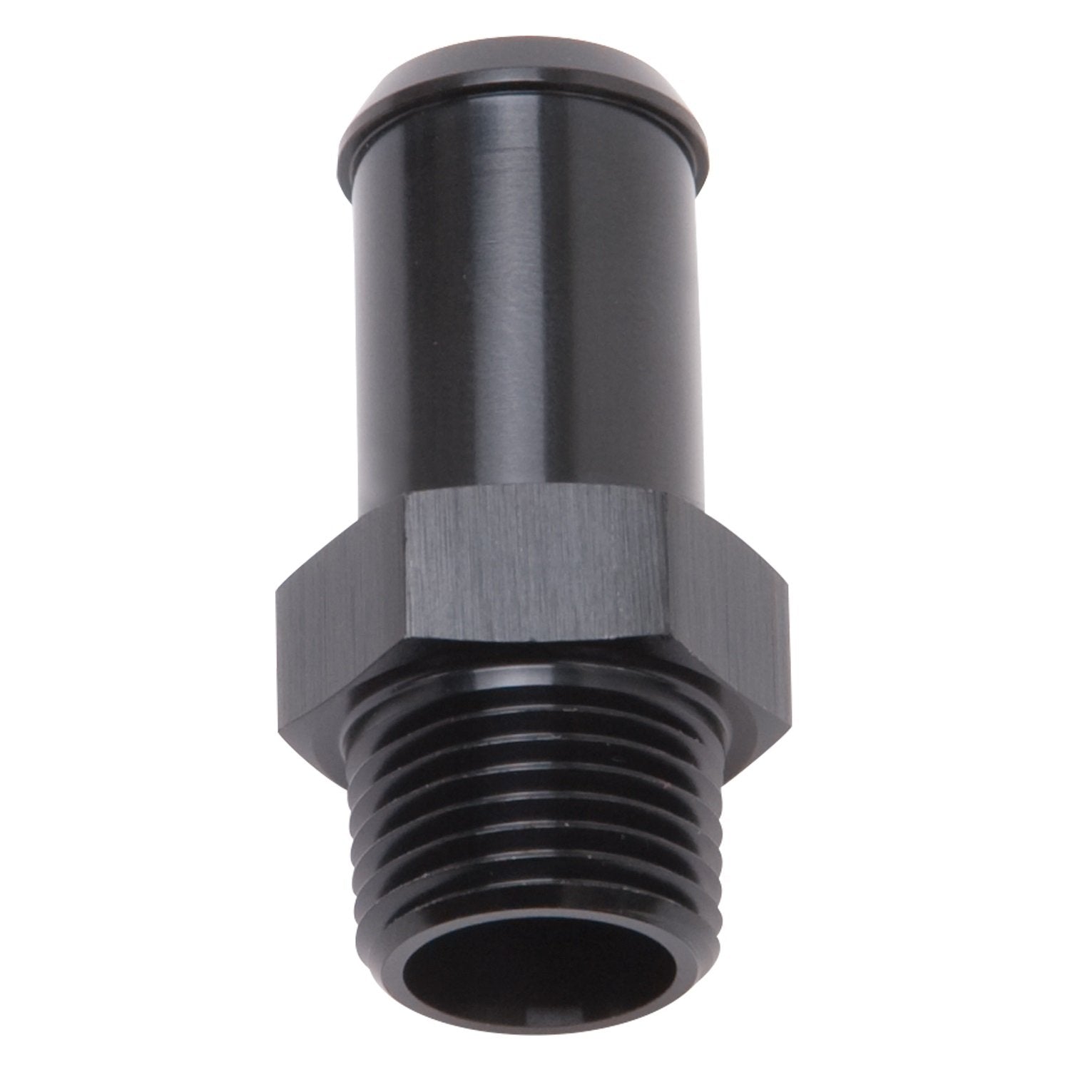 Edelbrock Heater Hose Fitting 8187 Straight 3/8 in. NPT and 5/8 in. Barb Black