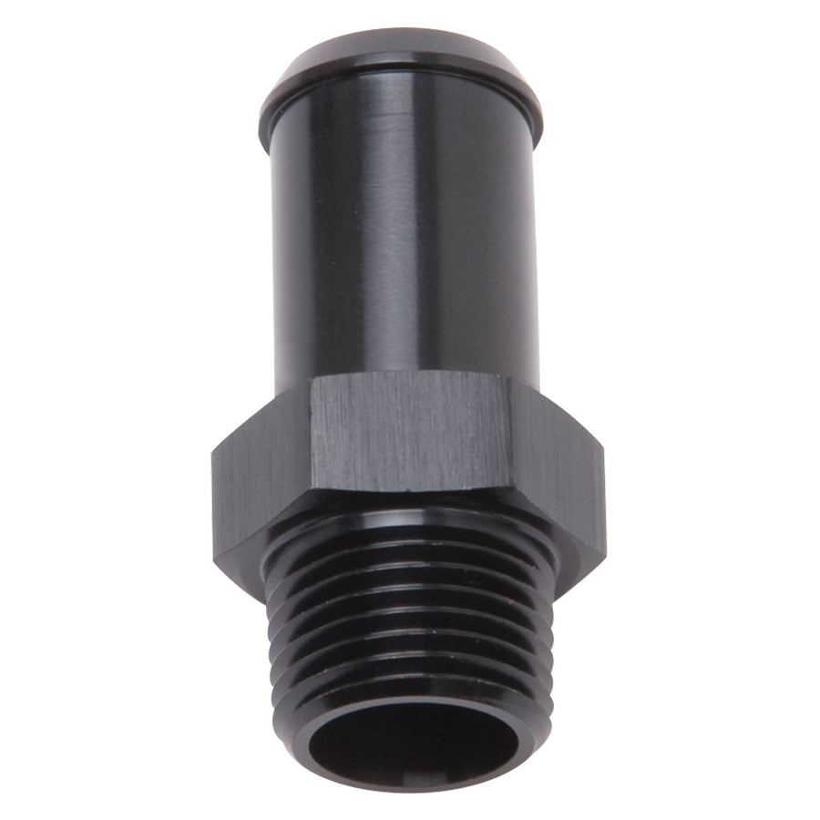 Edelbrock Heater Hose Fitting 8187 Straight 3/8 in. NPT and 5/8 in. Barb Black