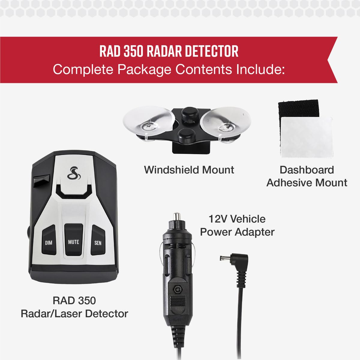 Cobra Laser RAD 350 Radar Detector - Long Range, False Alert Filter, OLED Display, Black