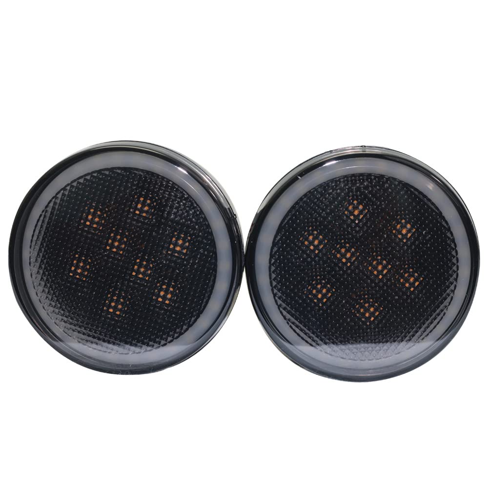 Race Sport Lighting Turn Signal Light Kit Fit Turn Signal Amber LED with White DRL HALO fits 06-17 JEEP JJKDRLH