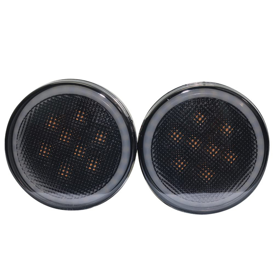 Race Sport Lighting Turn Signal Light Kit Fit Turn Signal Amber LED with White DRL HALO fits 06-17 JEEP JJKDRLH