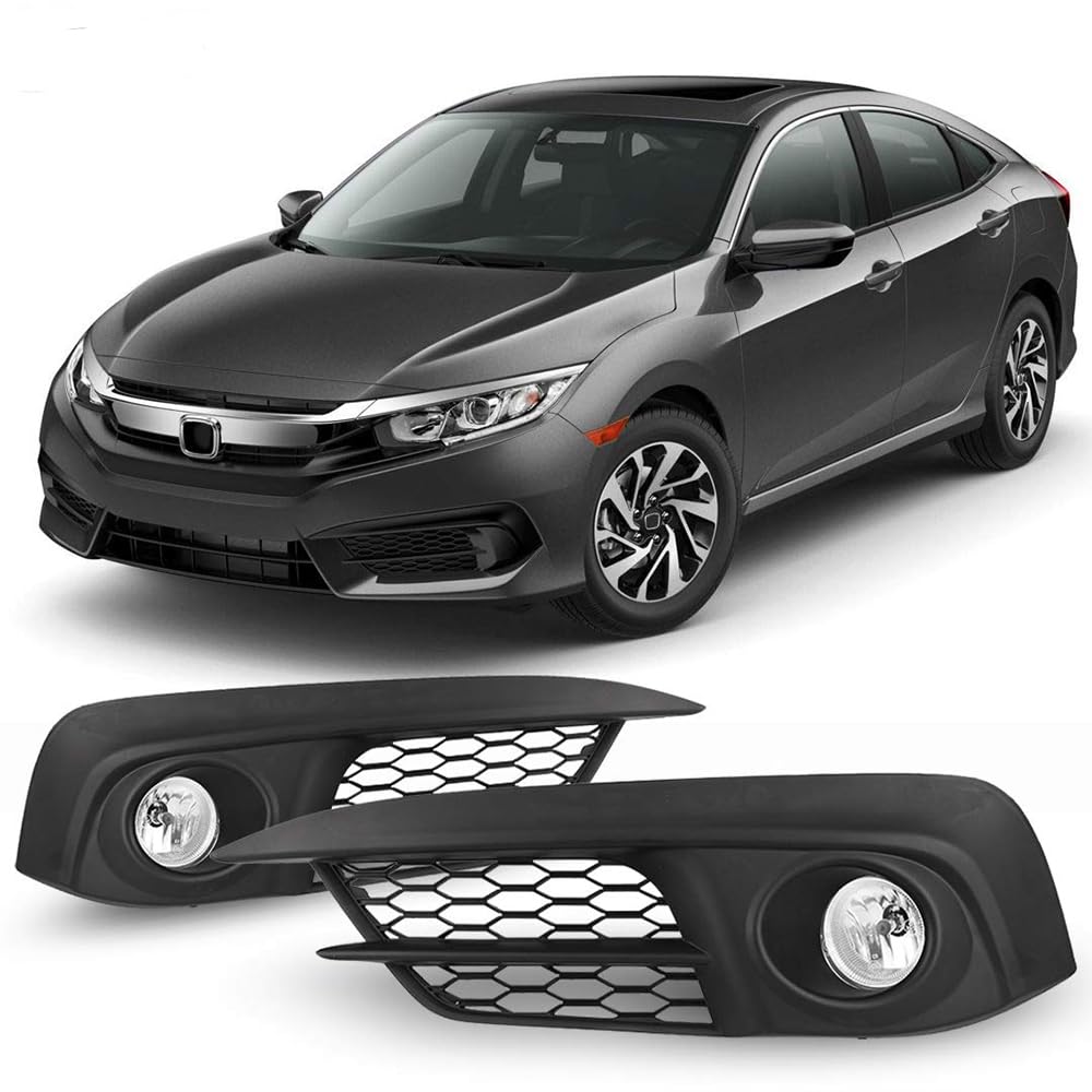 OEM Series Winjet for [2016 2017 2018 Honda Civic] Driving Fog Lights + Switch + Wiring Kit