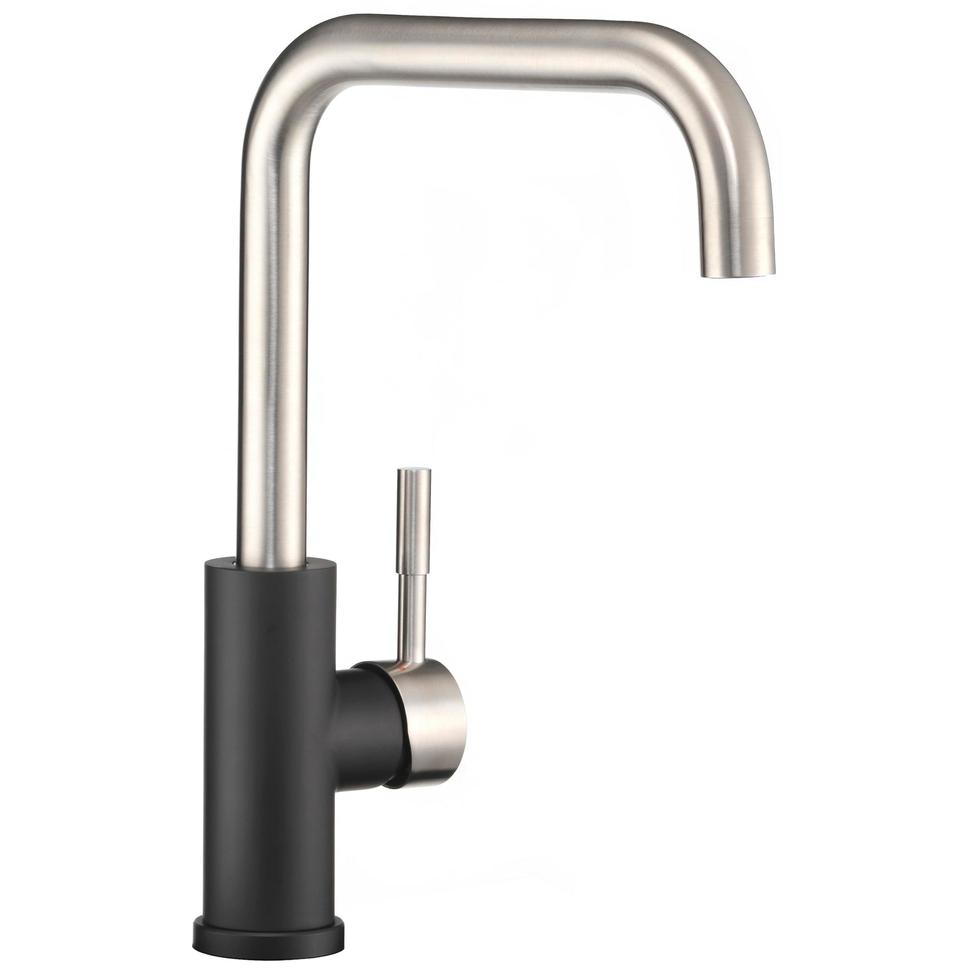 Dura Faucet Squared-Arc RV Single Handle Kitchen Sink Faucet - Optional Deck Plate (Matte Black/Brushed Satin Nickel)