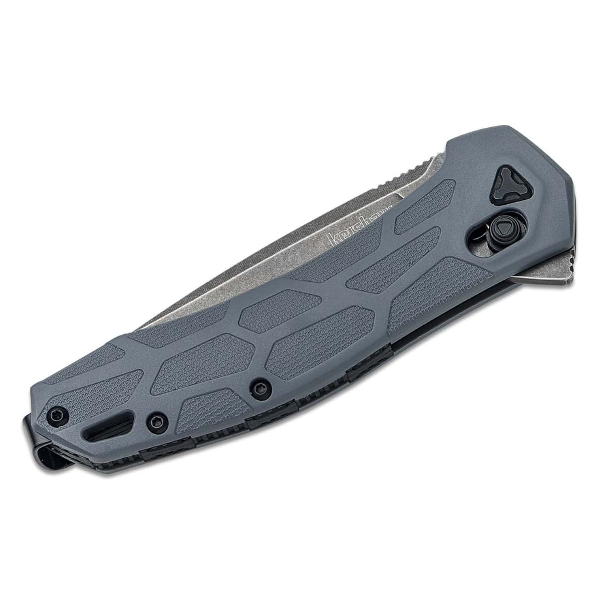Kershaw Pocket Knife Covalent, DuraLock Lock, KVT Opening Mechanism with Drop Point Blade, Mid Size Everyday Carry with D2 Steel, Pocketclip, Gray