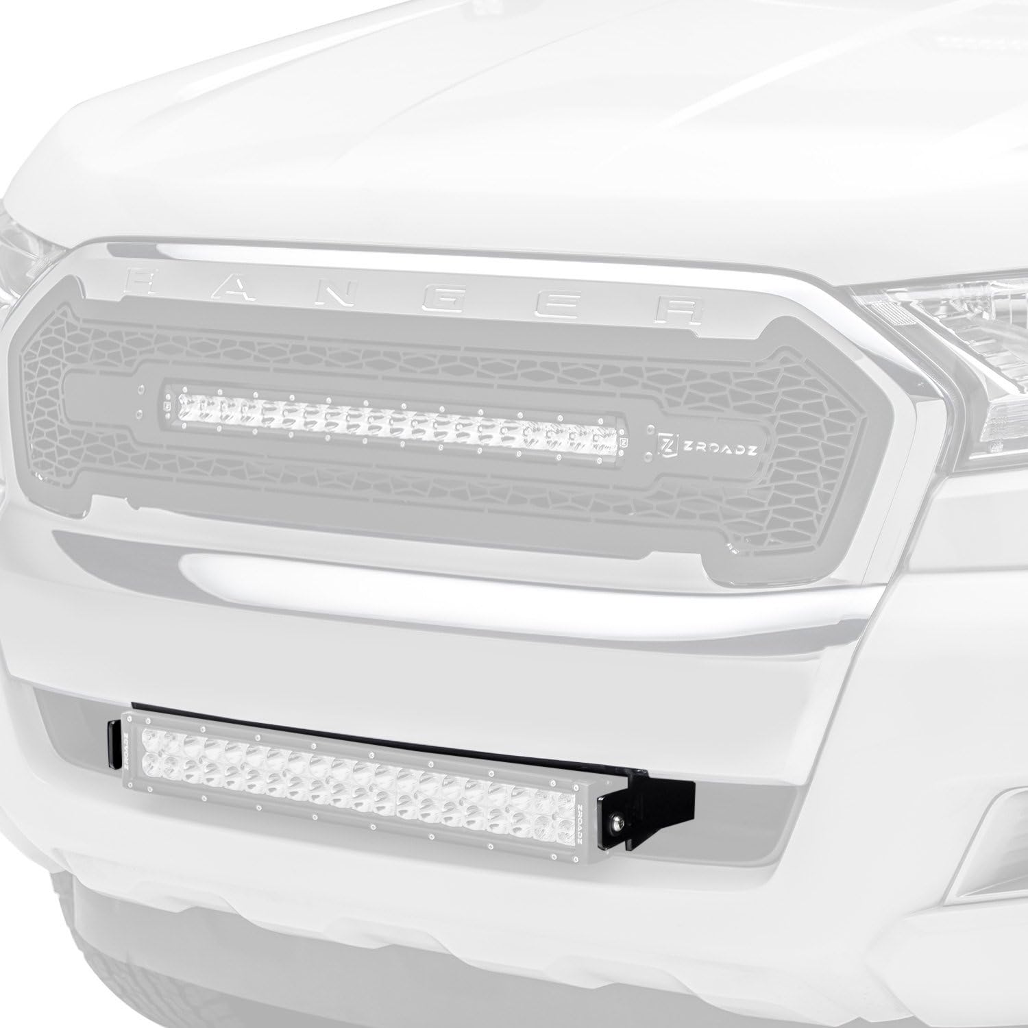 2015-2018 Ford Ranger T6 ZROADZ Front Bumper Center LED Bracket to Mount 20 Inch LED Light Bar - PN #Z325761