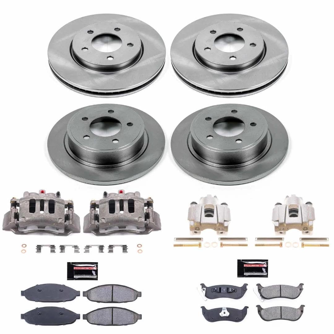 Power Stop KCOE2838 Brake Caliper Kit- Front and Rear Brake Rotor, Brake Pads & Calipers For Chrysler Pacifica 2004-2008 [Model Specific]