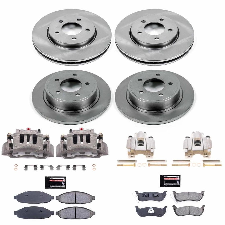 Power Stop KCOE2838 Brake Caliper Kit- Front and Rear Brake Rotor, Brake Pads & Calipers For Chrysler Pacifica 2004-2008 [Model Specific]