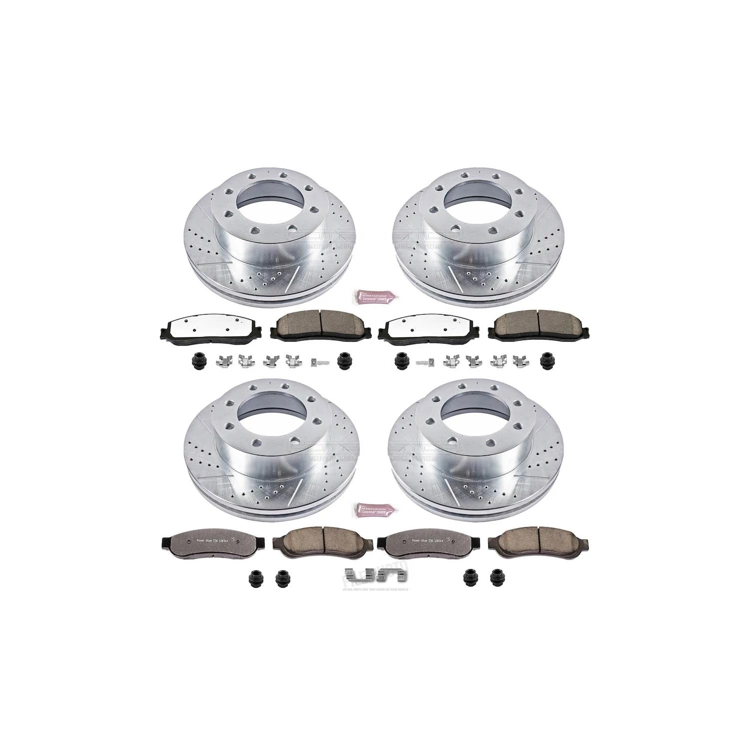 Power Stop K6546-36 Z36 Truck & Tow Front and Rear Brake Kit, Carbon Fiber Ceramic Brake Pads and Drilled/Slotted Brake Rotors For Ford F-350 Super Duty 2012 [Model Specific]