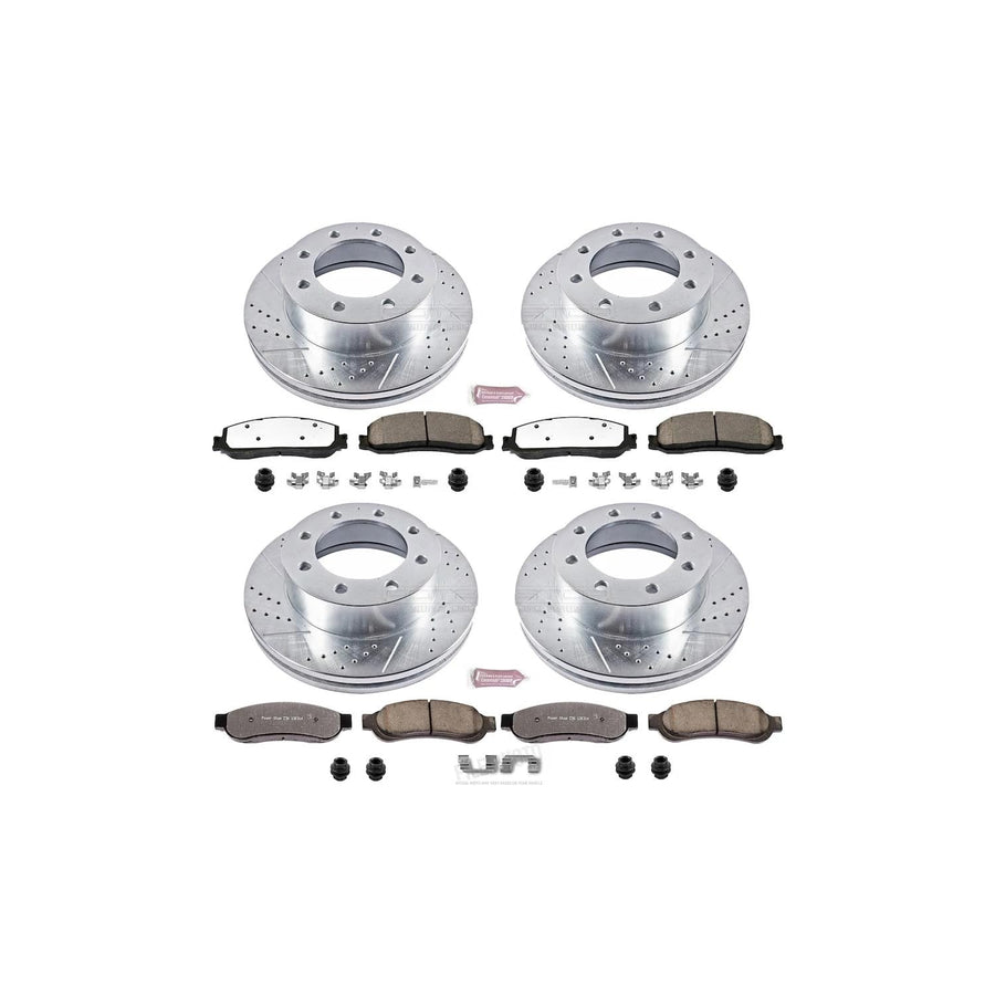 Power Stop K6546-36 Z36 Truck & Tow Front and Rear Brake Kit, Carbon Fiber Ceramic Brake Pads and Drilled/Slotted Brake Rotors For Ford F-350 Super Duty 2012 [Model Specific]