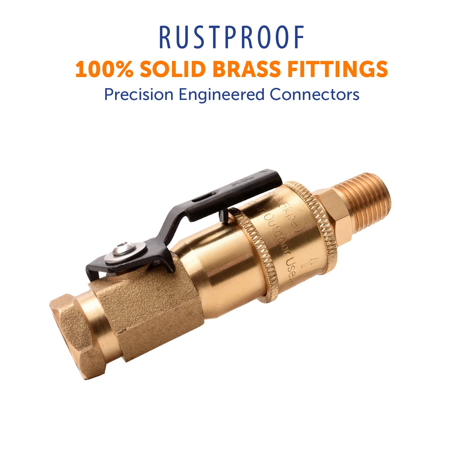 1/4" RV Propane Flame King Quick Connect Adapter for Propane Hose, 1/4" Quick Connect or Disconnect Kit - Shutoff Valve & Full Flow Plug - 100% Solid Brass