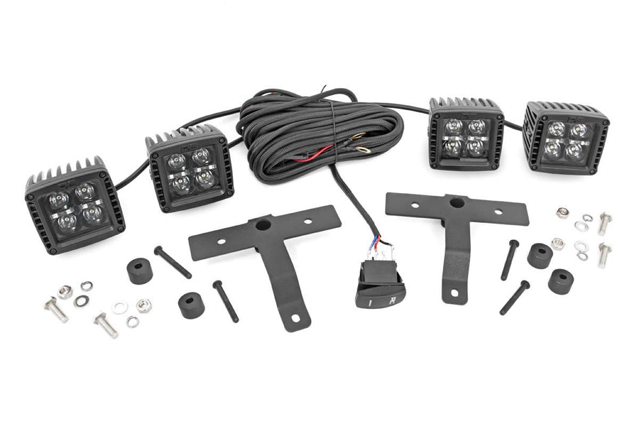 Quad LED Light Pod Kit Rough Country w/Amber DRL for 18-24 Jeep JL/JT - 70823