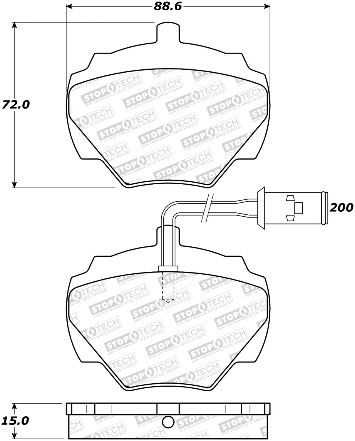 Rear StopTech 308.05180 Brake Pads with Shims Street