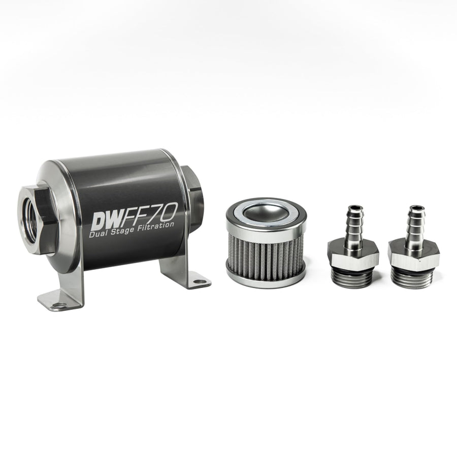 in-line DeatschWerks Fuel Filter and housing kit (8-03-070-100K-516)